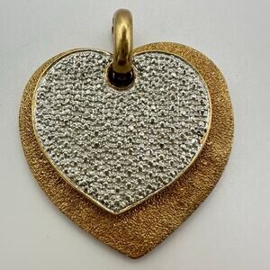 Ross Simons vintage 925 sterling silver gold vermeil two tone hearts pendants
